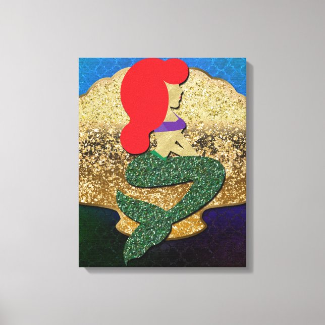 Red Haired Mermaid Golden Seashell Canvas Print (Front)