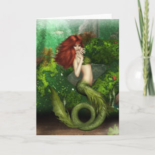 Red Haired Mermaid Greeting Card