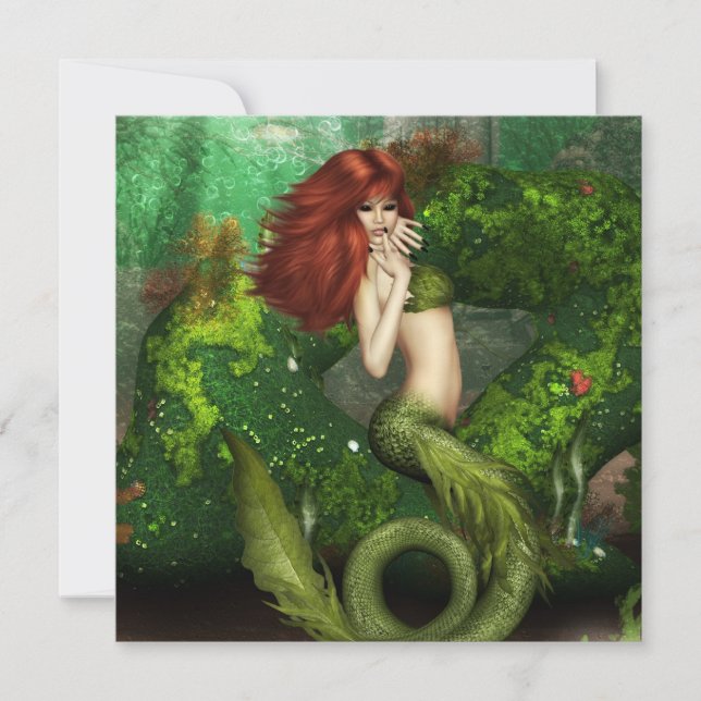 Red Haired Mermaid Invitations (Front)
