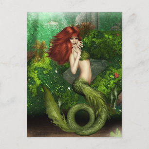 Red Haired Mermaid Postcard