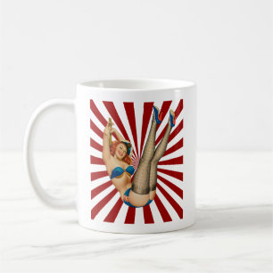 Red Haired Pin-up Girl Retro Sunset Coffee Mug