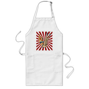 Red Haired Pin-up Girl Retro Sunset Long Apron