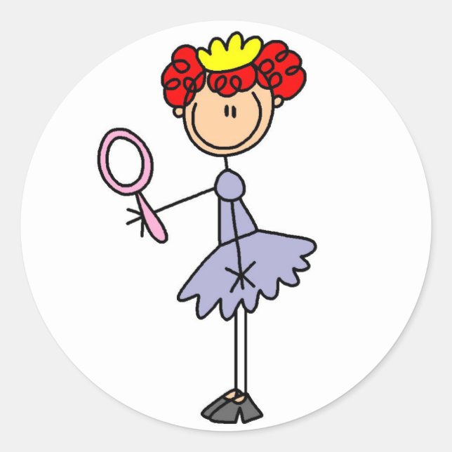 Red Haired Princess Classic Round Sticker (Front)