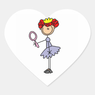 Red Haired Princess Heart Sticker