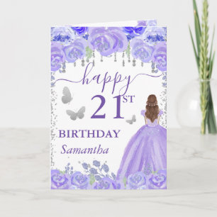 Red Haired Princess Purple Dress Birthday Card