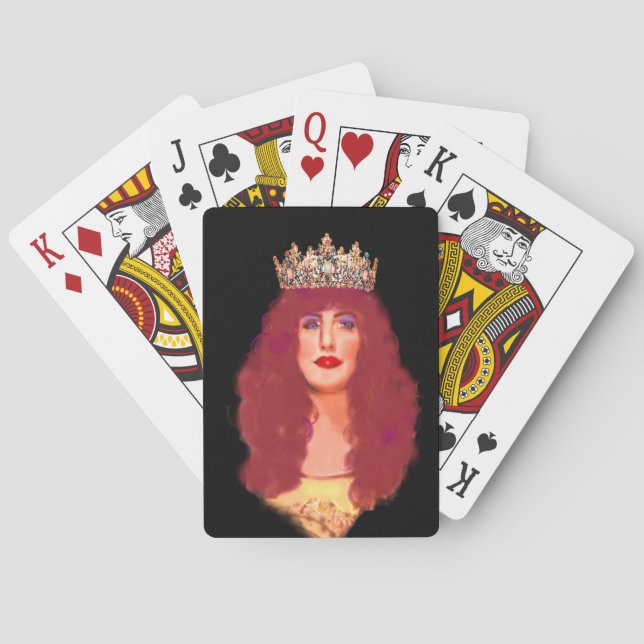 Red Haired Queen with Jeweled Crown Playing Cards (Back)