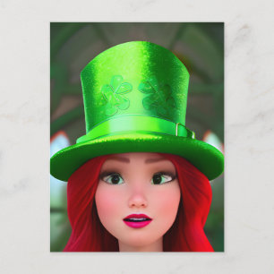Red Haired St. Patricks Woman Postcard