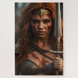 Red Haired Warrior Woman Jigsaw Puzzle
