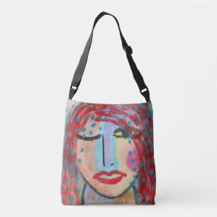 Red Haired Woman Abstract Art Crossbody Bag