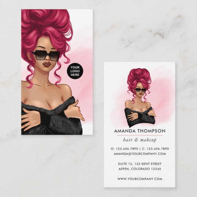 Red Haired Woman Business Card (Front/Back)