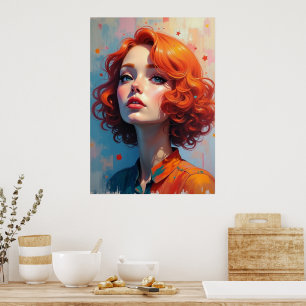 Red Haired Woman Fantasy Portrait Poster