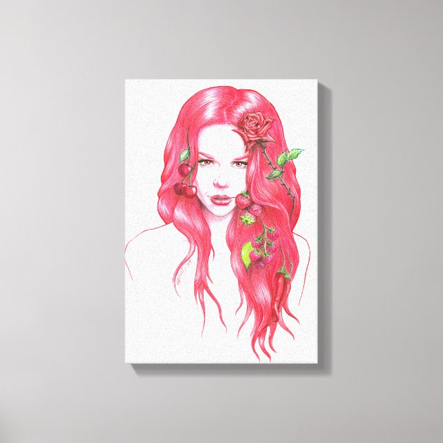 Red haired woman portrait Surreal fantasy art Canvas Print (Front)