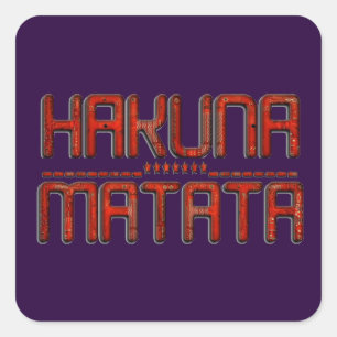   Red Hakuna Matata 3D Techno Star Design Square Sticker