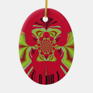 Red Hakuna Matata pattern Ceramic Tree Decoration