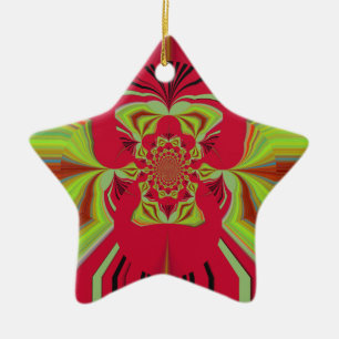Red Hakuna Matata pattern Ceramic Tree Decoration
