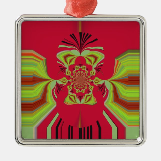 Red Hakuna Matata pattern Metal Tree Decoration (Front)
