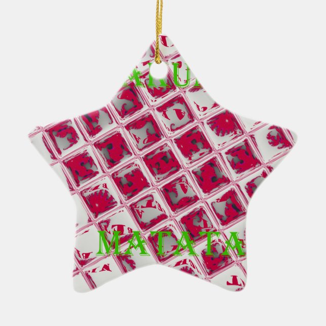 Red Hakuna Matata Style Ceramic Tree Decoration (Front)