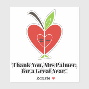 Red half apple teacher's appreciation Thank You