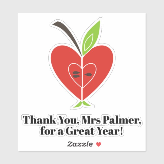 Red half apple teacher's appreciation Thank You (Sheet)