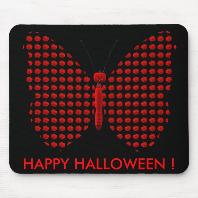 Red Halloween Butterfly Mouse Mat (Front)