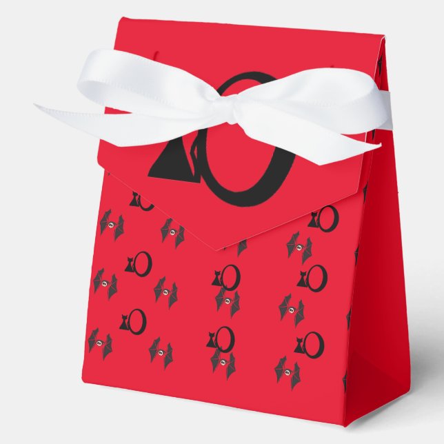 Red Halloween & Cat Design  Favour Box (Front)