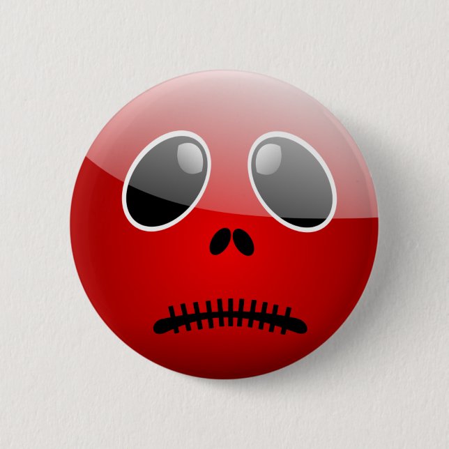 Red halloween face 6 cm round badge (Front)