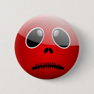 Red halloween face 6 cm round badge