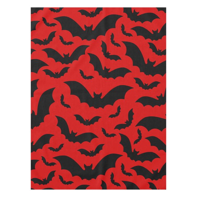 red halloween vampire bats gothic tablecloth (Front)