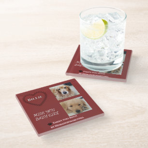 Red Halo Pet Loss Keepsake Glass Coaster