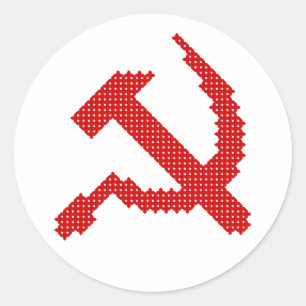 Red Hammer and Sickle Symbol  Cross Stitch Design  Classic Round Sticker