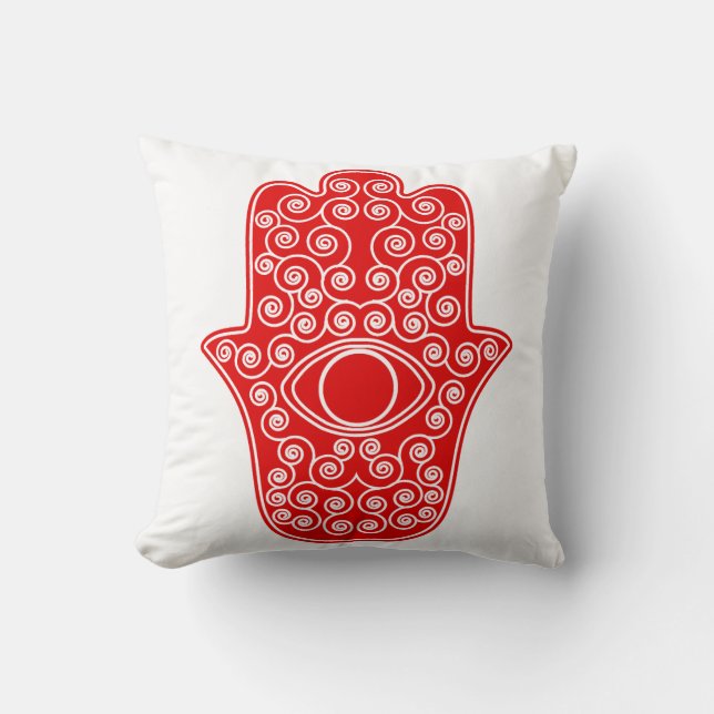 Red Hamsa-Hand of Miriam-Hand of Fatima.png Cushion (Front)