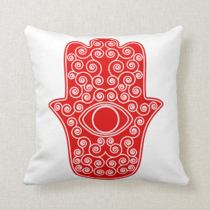 Red Hamsa-Hand of Miriam-Hand of Fatima.png Cushion