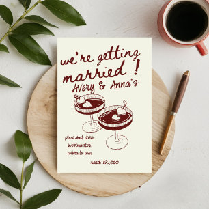 Red Hand Draw Wedding Whimsical Invitation