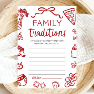 Red Hand Drawn Baby Shower Family Tradition Game Invitation