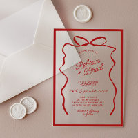 Red Hand Drawn Bow Ribbon Sketch Wedding