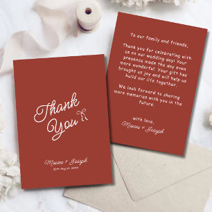 Red Hand Drawn Bow Ribbon Sketch Wedding Thank You Card