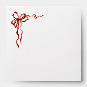 Red Hand Drawn Bow With Return Address Square Envelope