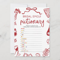 Red Hand Drawn Bridal Shower Emoji Pictionary Game