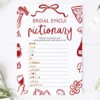 Red Hand Drawn Bridal Shower Emoji Pictionary Game