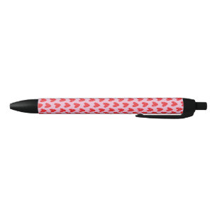 Red Hand-Drawn Doodle Hearts Pattern on Pastel Pin Black Ink Pen