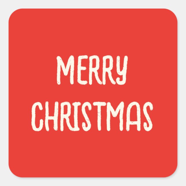 Red Hand Drawn Doodle Whimsical Merry Christmas Square Sticker (Front)