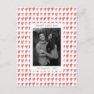 Red Hand Drawn Hearts Valentine's Day Photo Card