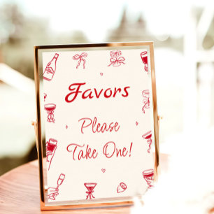 Red Hand Drawn Thats Amore Bridal Shower Favour Poster