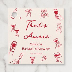 Red Hand Drawn Thats Amore Bridal Shower Favour Tags