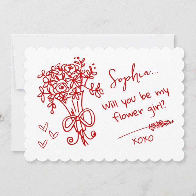 Red Hand Drawn Will you be... Invitation (Front)