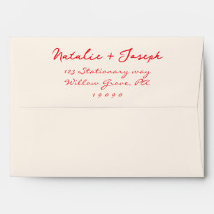 Red Hand Written Bold Retro Trendy Fun Wedding Envelope