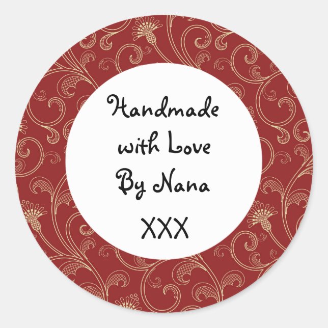 Red  'Handmade by' Christmas stickers (Front)