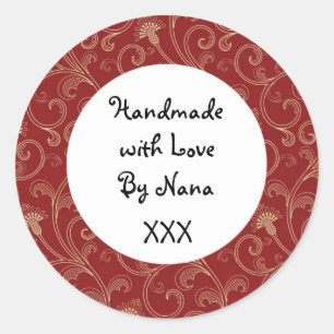 Red  'Handmade by' Christmas stickers