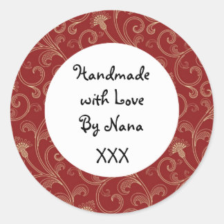 Red  'Handmade by' Christmas stickers