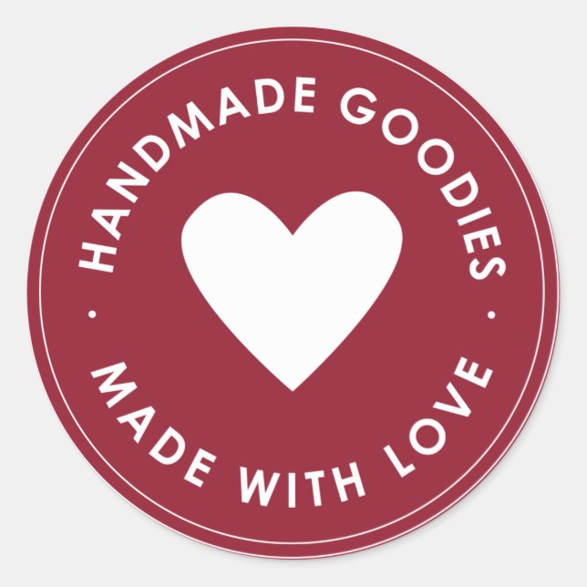 Red Handmade Goodies Sticker (Front)